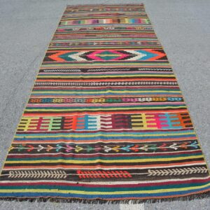 4.5 ft. x 12.4 ft. Vintage Kilim Rug TR62632 Image 1